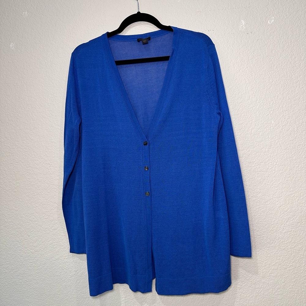 J.‎ Jill Wearever Royal Blue V-Neck Button Front Cardigan Sweater Womens Medium